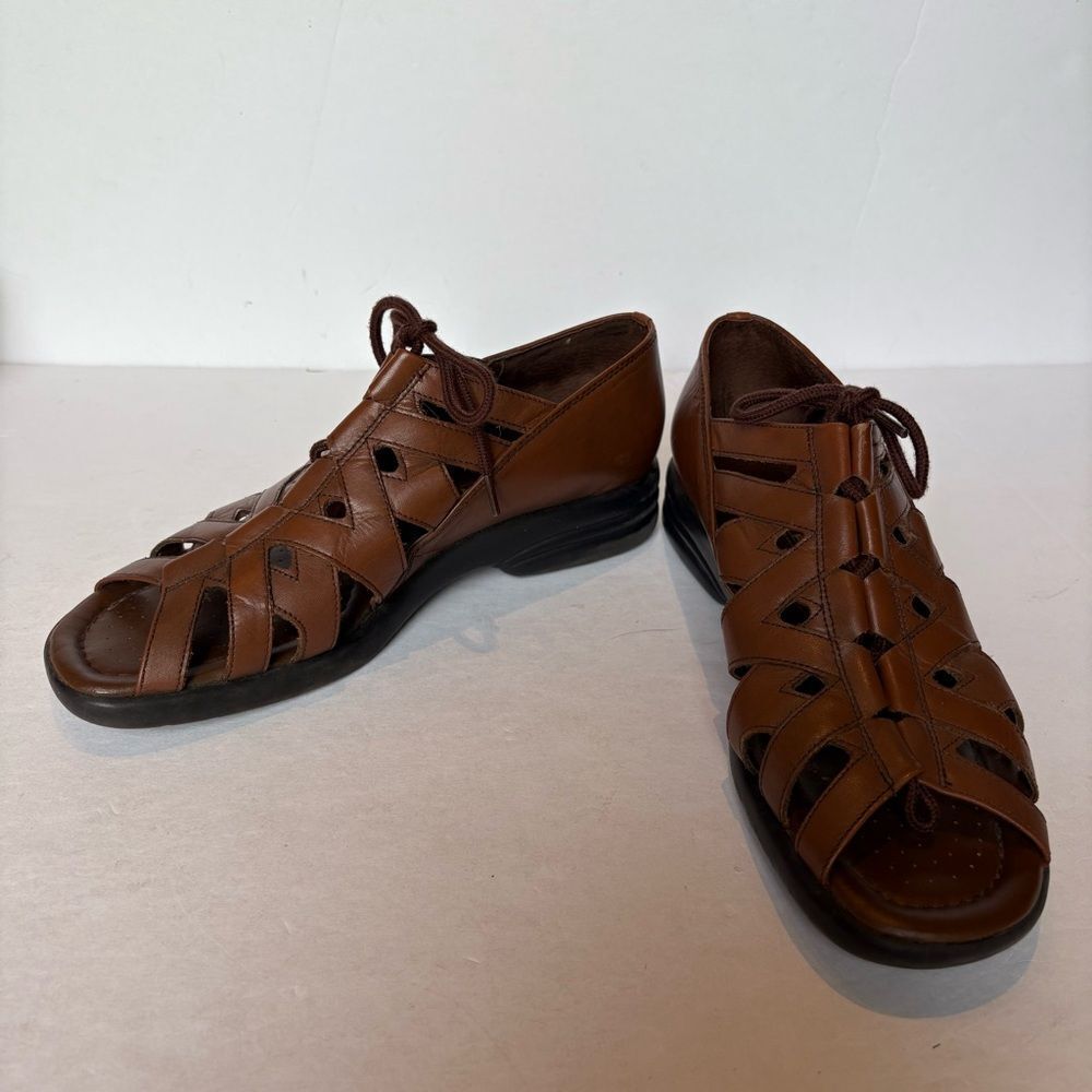 Sandler of Boston Women's Brown Leather Lace up Sandals Size 8M